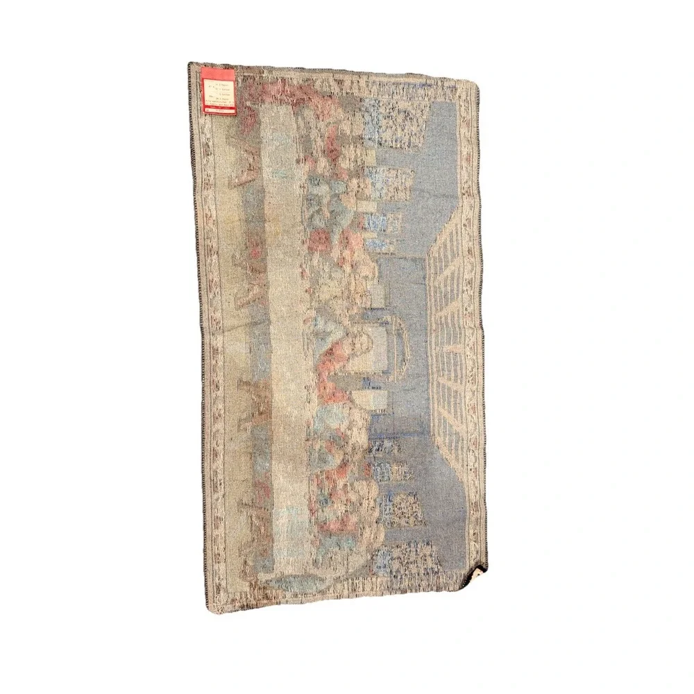 Vintage The Last Supper With Disciples Woven Tapestry‎ Wall Rug 38x19
